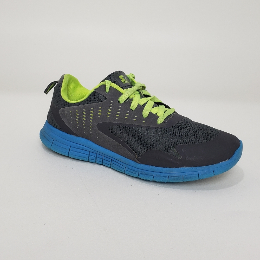 Black and Blue Athletic Shoe with Lime Accents!